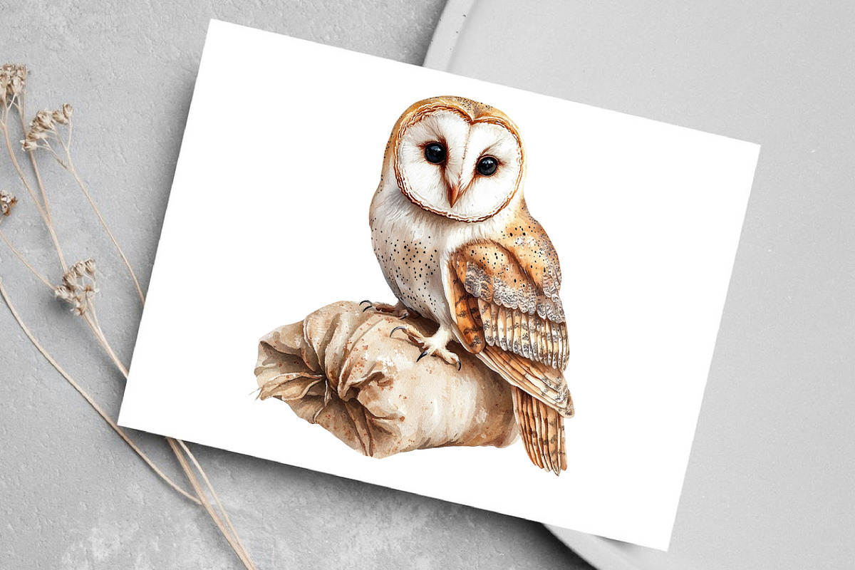 Christmas Barn Owl Clipart, an Illustration by Canvas Craft (Photo 5 of 8)