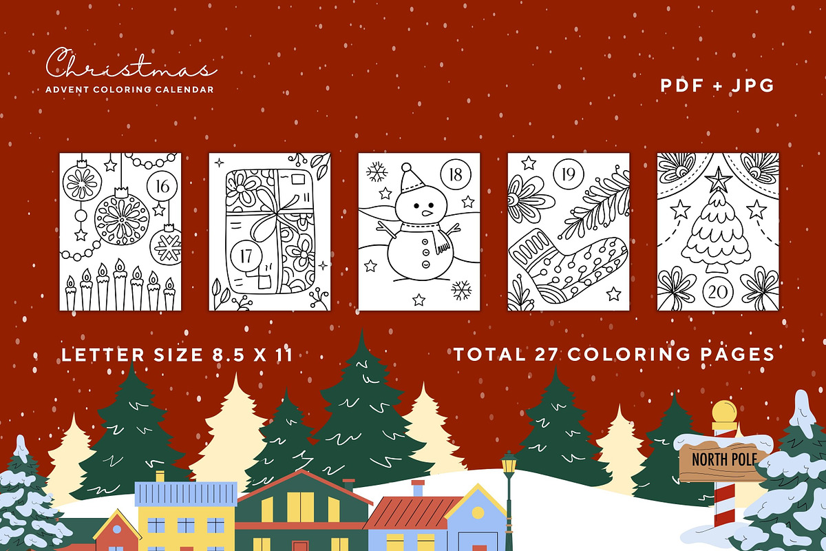 Advent Calendar Coloring Book, a Seasonal Illustration by ChristinaDesigns (Photo 6 of 8)