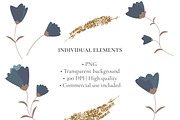 Dusty Blue & Gold Frames Clipart, an Object Graphic by Nadia Semyroz (Thumbnail 4 of 6)