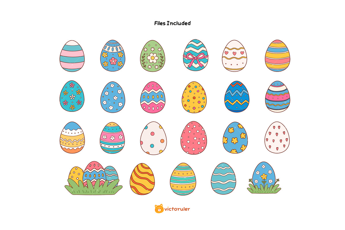Cute Easter Egg Clipart Set, a Seasonal Illustration by Victoruler (Photo 2 of 7)