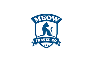 Meow Travel Company Cat Logo Design, a Branding & Logo Template by Griffin Designs