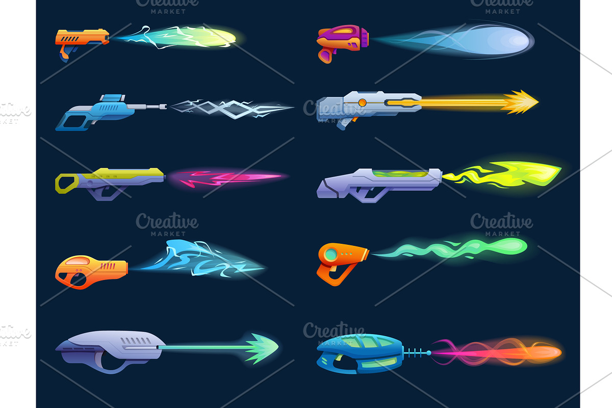 Cartoon futuristic guns. Different, a Technology Illustration by Valerie Bodnar