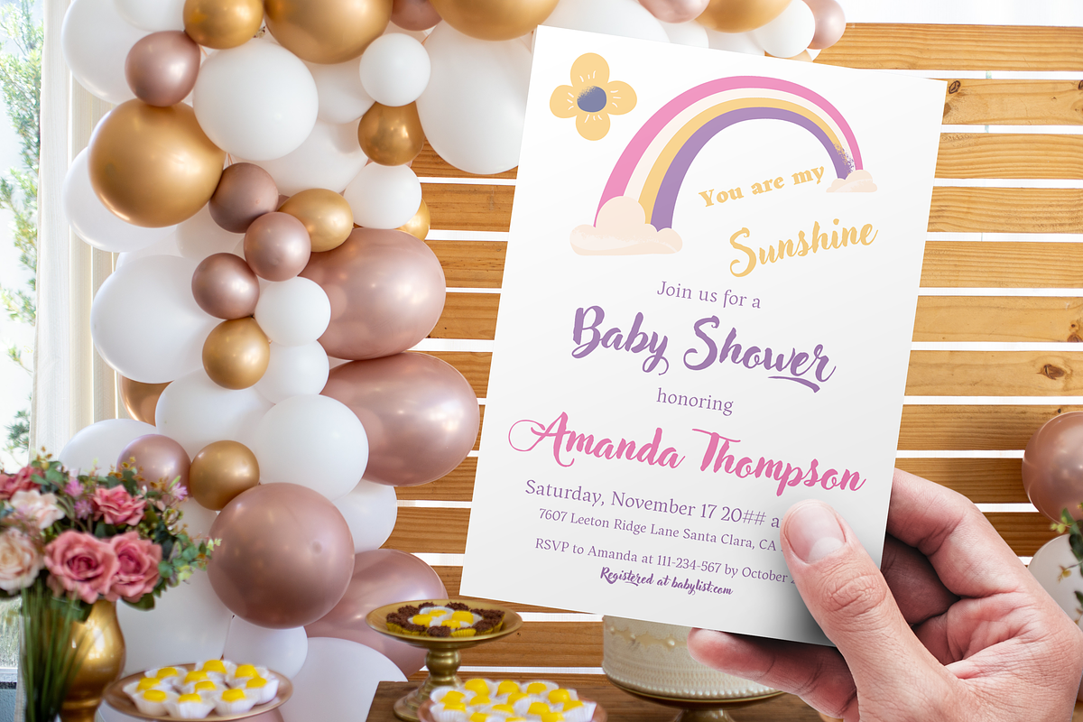 Boho Rainbow Sunshine Baby Shower, an Invitation Template by Patterndigitpics (Photo 2 of 5)