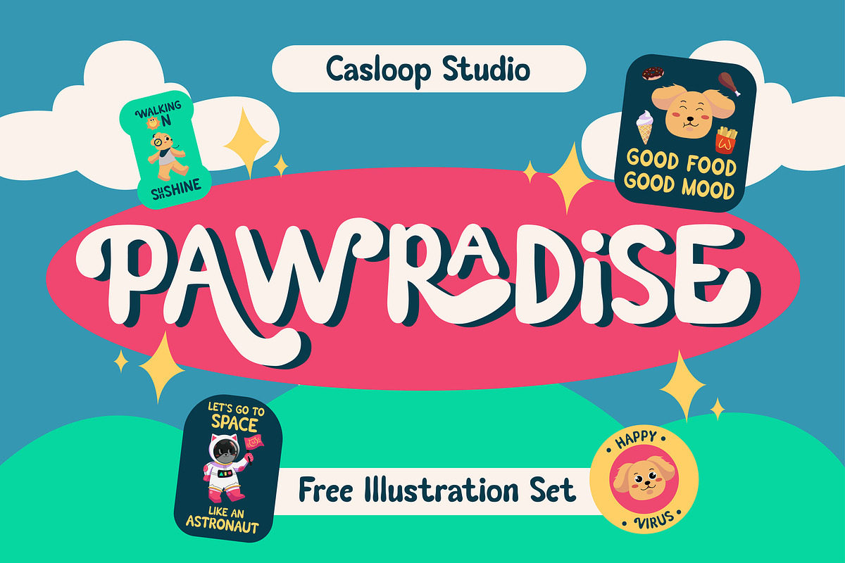 Pawradise Bubbly Display Typeface, a Handwritten Font by Casloop Studio (Photo 1 of 15)