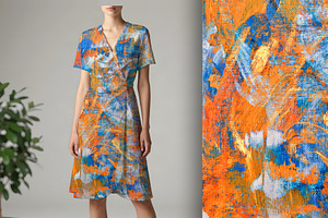 Orange and Blue Paint Abstract
