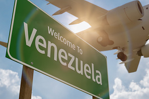Welcome To Venezuela Sign and Plane, a Transportation Photo by Andy Dean Photography