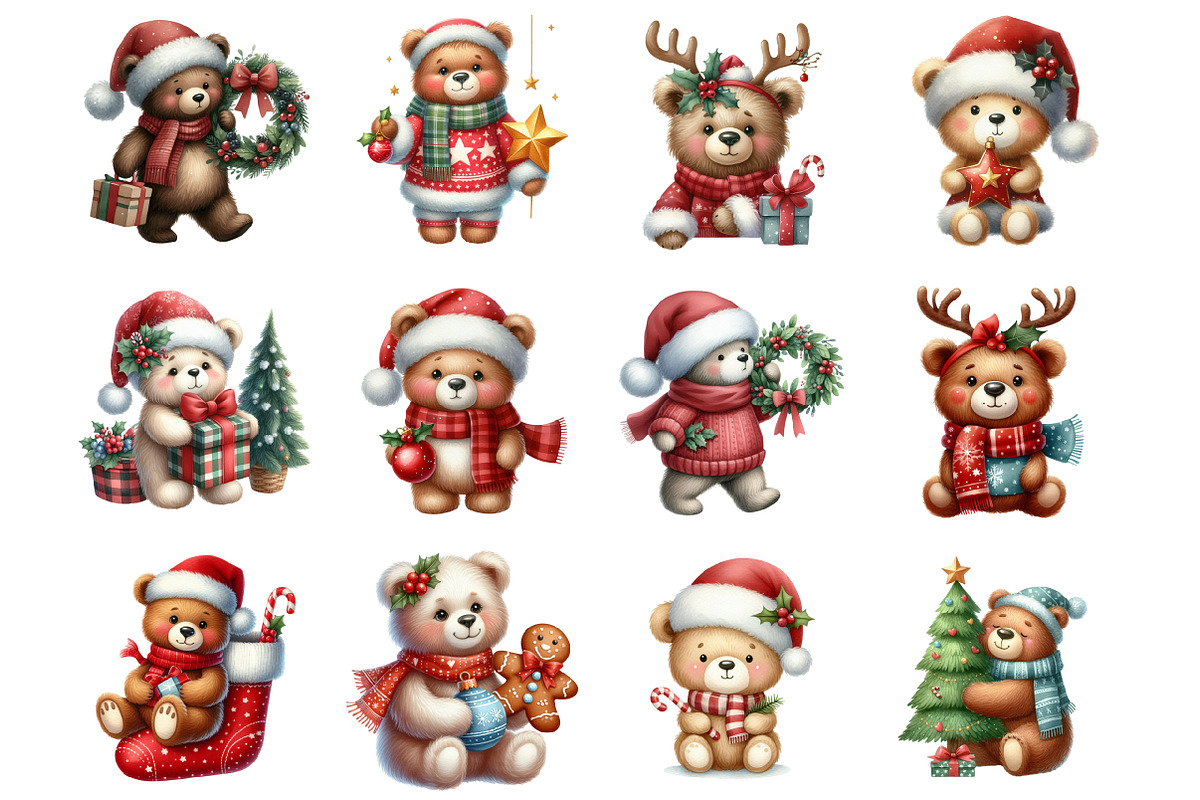 Christmas Bear Clipart, an Illustration by Design Market (Photo 4 of 4)