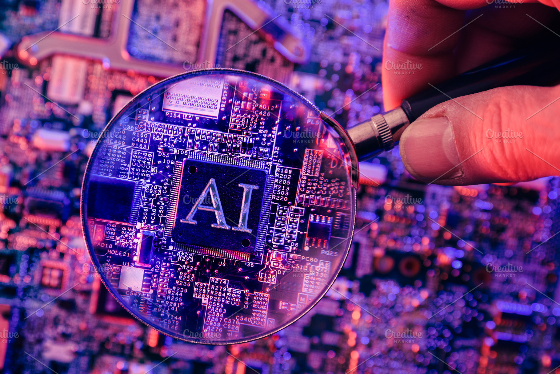 AI Microchip Examined with Magnifying Glass, a Technology Photo by Davizro's Market