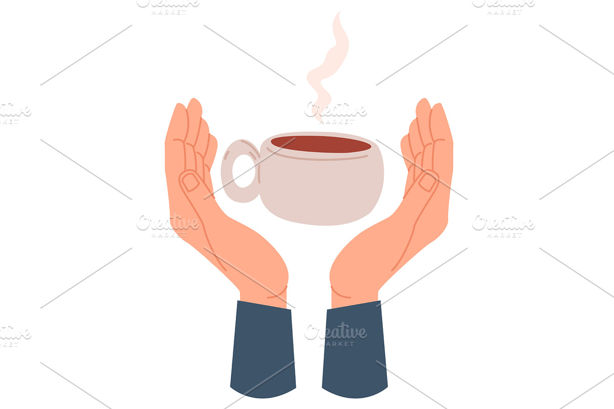 Two hands holding cup of aromatic, a Food Illustration by Vectorbuum