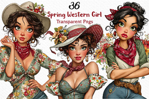 Whimsical Spring Western Girl Clipar, an Illustration by Craft Nest