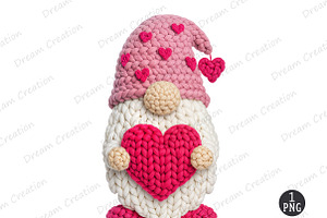 Yarn Crochet Valentines Gnome PNG, an Illustration by Dream Creation