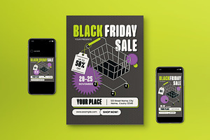 Black Edgy Black Friday Flyer Set