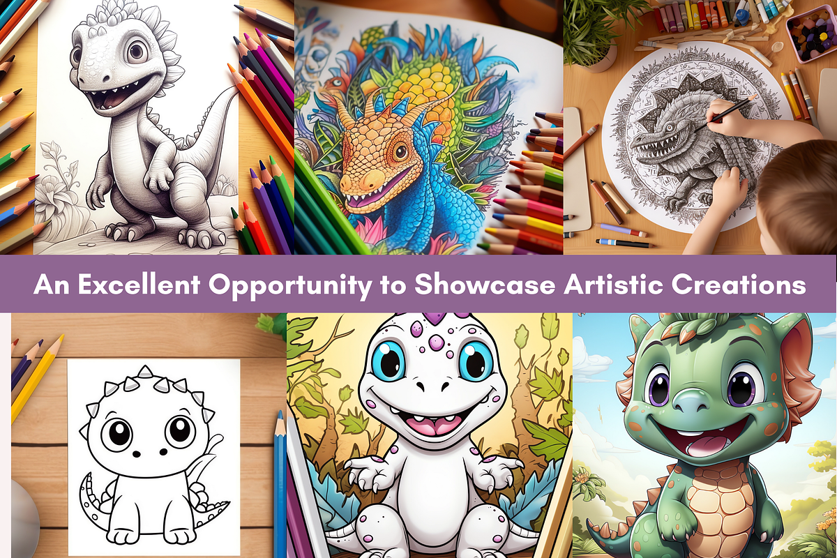 Cute Dinosaur Coloring Page for Kids, an Animal Illustration by LA Design (Photo 3 of 9)