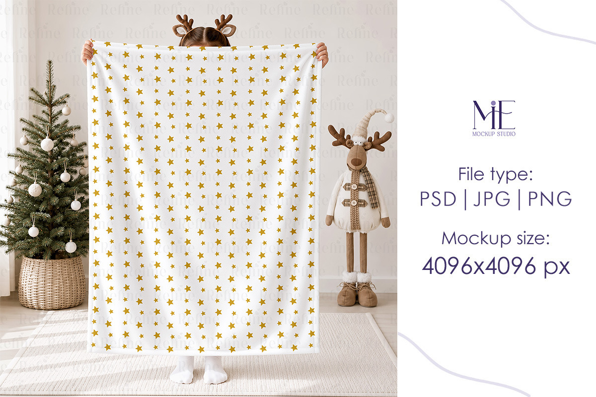 Christmas Fleece Blanket Mockup, a Household Mockup by Mie Mockup Studio (Photo 5 of 5)