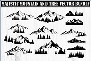 Majestic Mountain and Tree Vector, a Graphic by balal (Thumbnail 1 of 5)