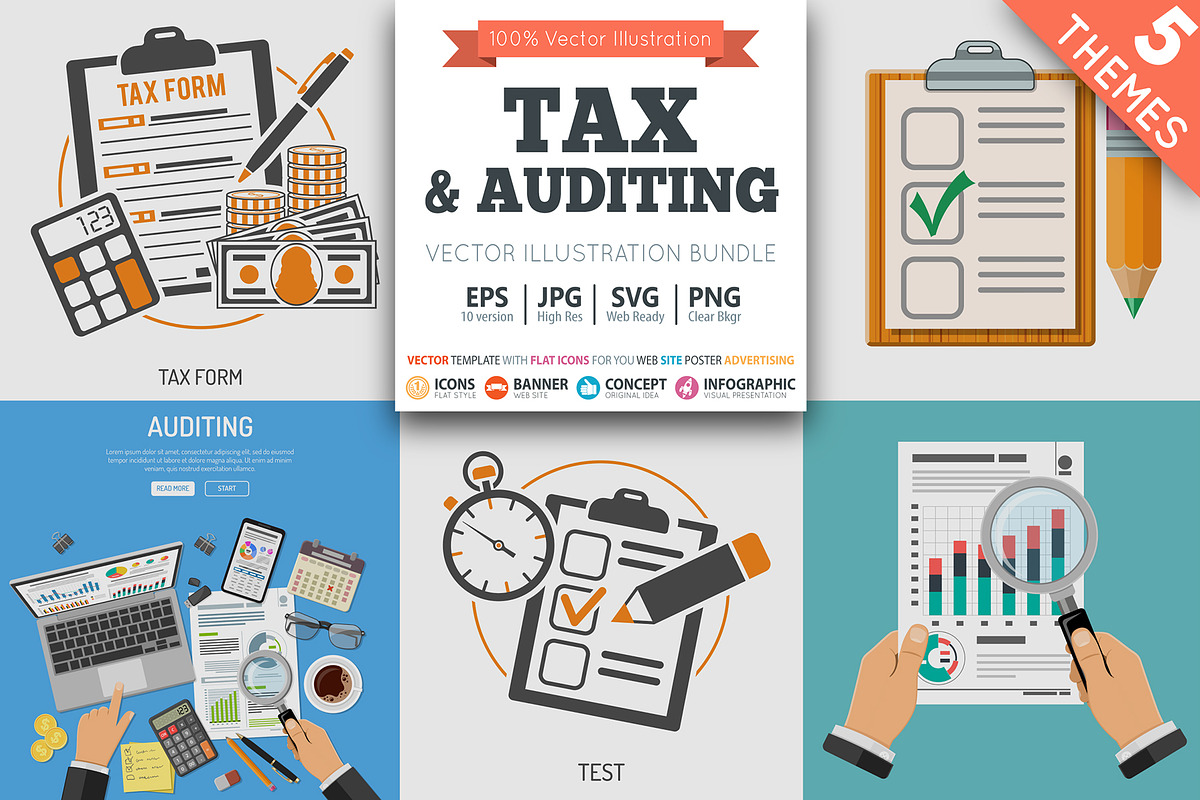 Tax, Auditing and Test Themes, an Education Illustration by TAlex (Photo 1 of 7)
