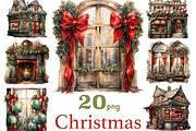 Christmas Scenes Clipart PNG, a Seasonal Illustration by GlamArtZhanna (Thumbnail 1 of 5)