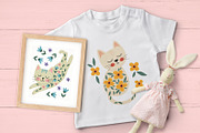 Floral cat clipart and pattern, an Illustration by NataKa (Thumbnail 3 of 9)