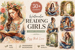Cozy Reading Watercolor Clipart