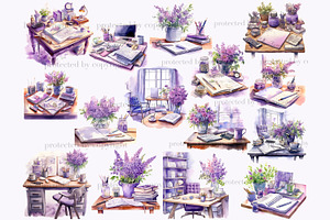 Planner Girl Clipart Bundle Lilac