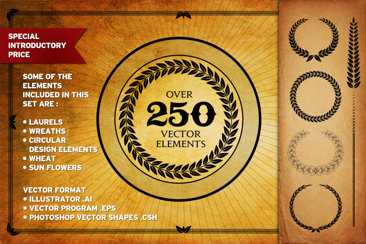 Over 250 Vector Decorative Elements