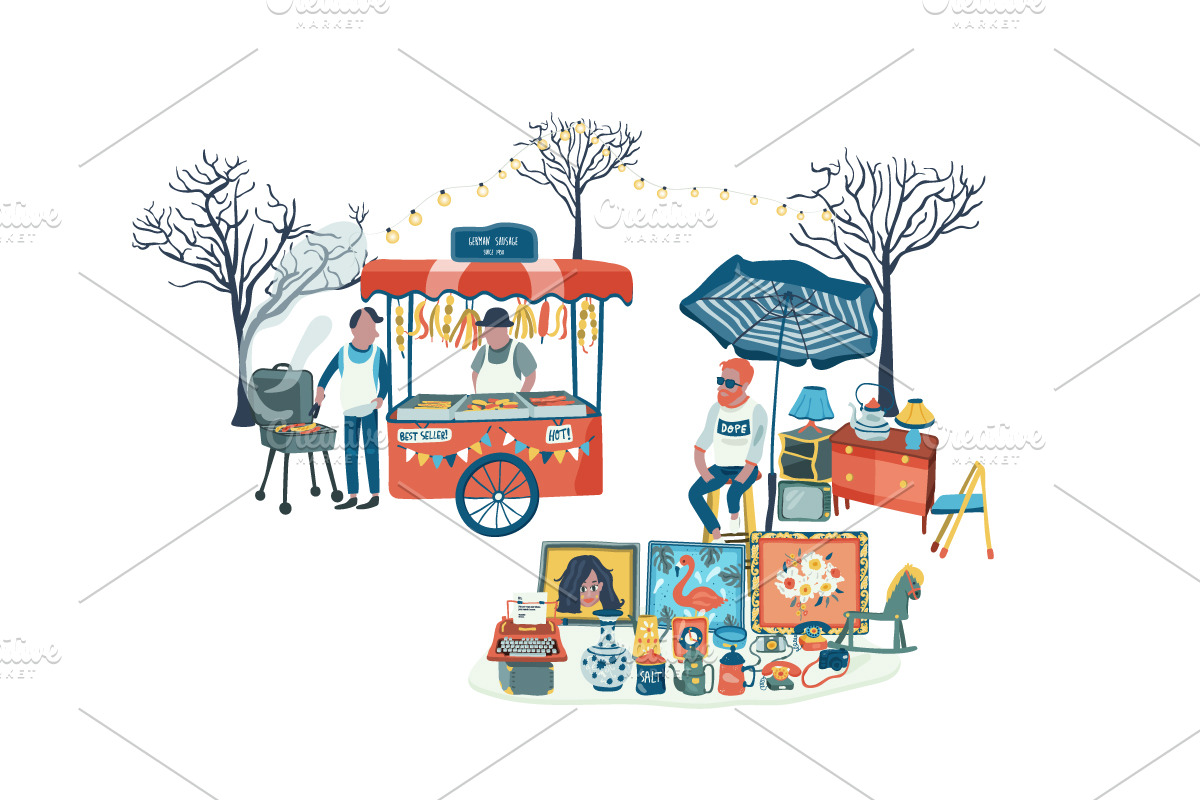 Doodle retro flea market set, a Decorative Illustration by Wanwiss (Photo 7 of 9)