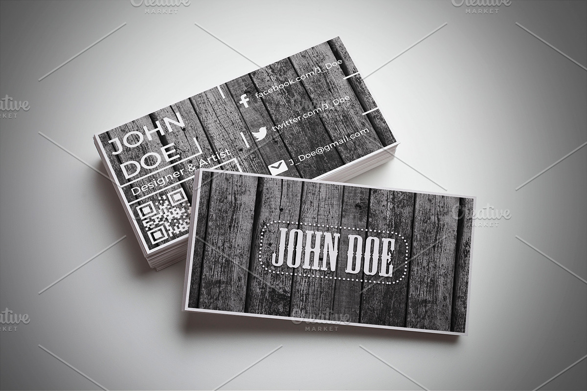 Clean Wood Business Card, a Business Card Template by Konakchiev (Photo 1 of 3)