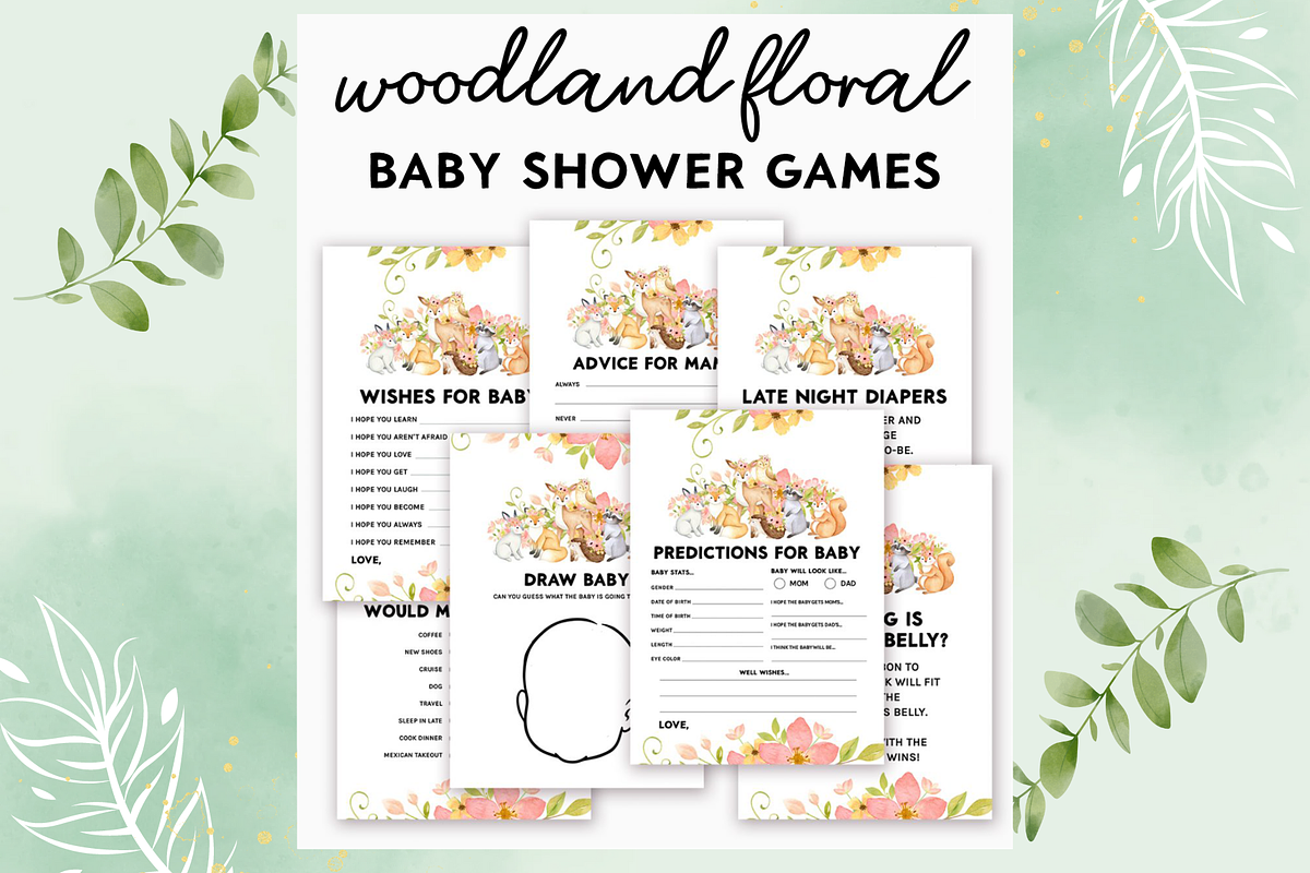 Woodland floral baby shower games, a Presentation Template by CELEBRATE LIFE