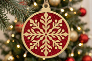 Red Glitter Snowflake Ornament Laser, an Object Graphic by Libby Wishes (Thumbnail 3 of 3)