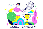 10 World Tennis Day Illustration, a Sport Illustration by denayunebgt (Thumbnail 4 of 4)
