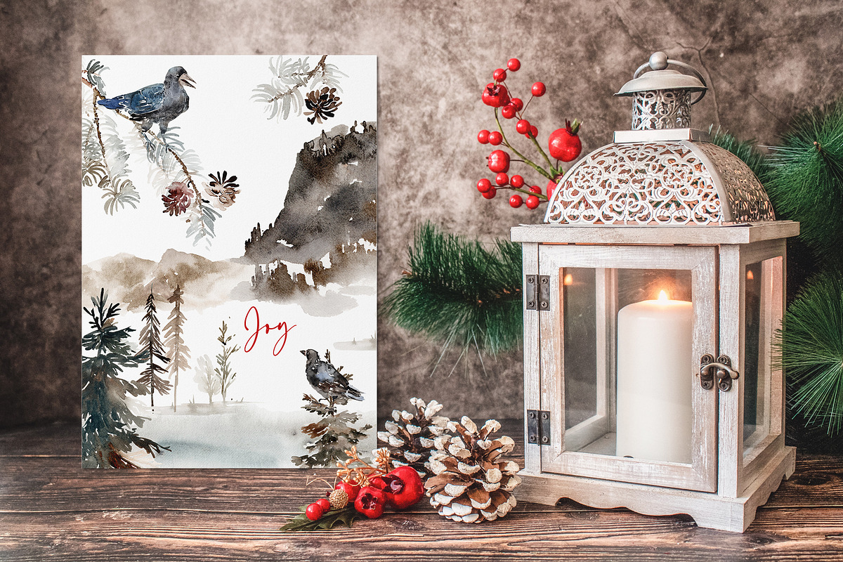 Winter Landscape Watercolour Creator, a Card Template by Karma (Photo 2 of 15)