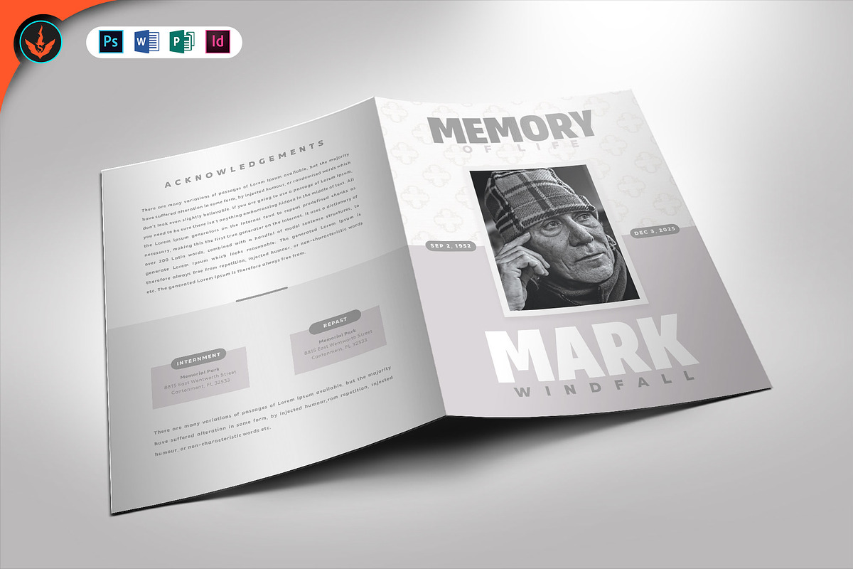 Funeral Program 26 Minimal Grey, a Brochure Template by SeraphimChris (Photo 1 of 8)