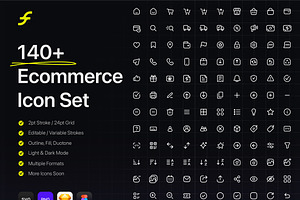 140+ Ecommerce Icon Set – IconFlow