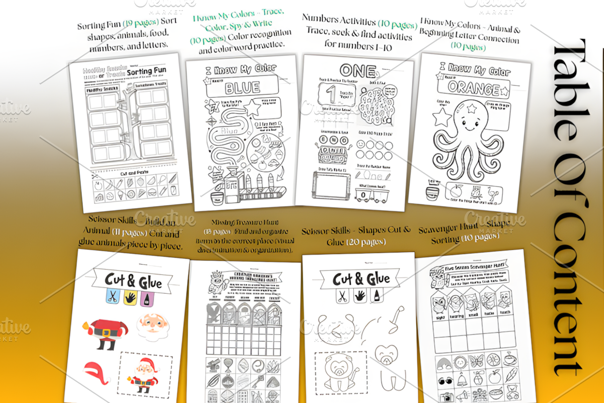 Preschool Learning Worksheets Bundle, a Decorative Illustration by Coco Bloom (Photo 2 of 6)