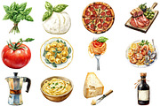 Italian Food Watercolor Clipart, an Illustration by Craft Nest (Thumbnail 3 of 5)