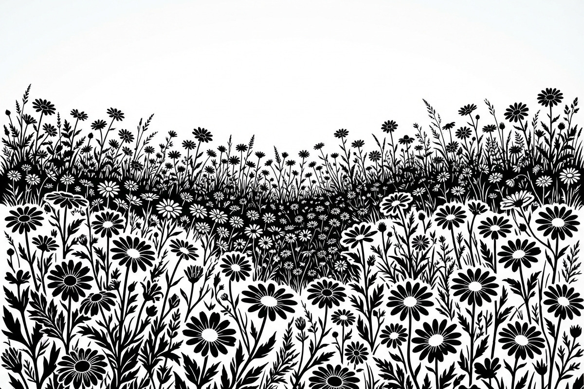 60 Daisy Flower Field Silhouette, a Seasonal Illustration by Amazin_art (Photo 11 of 35)