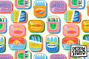 Colorful Canned Fish Pattern, a Pattern Graphic by Dedraw Studio (Thumbnail 1 of 3)