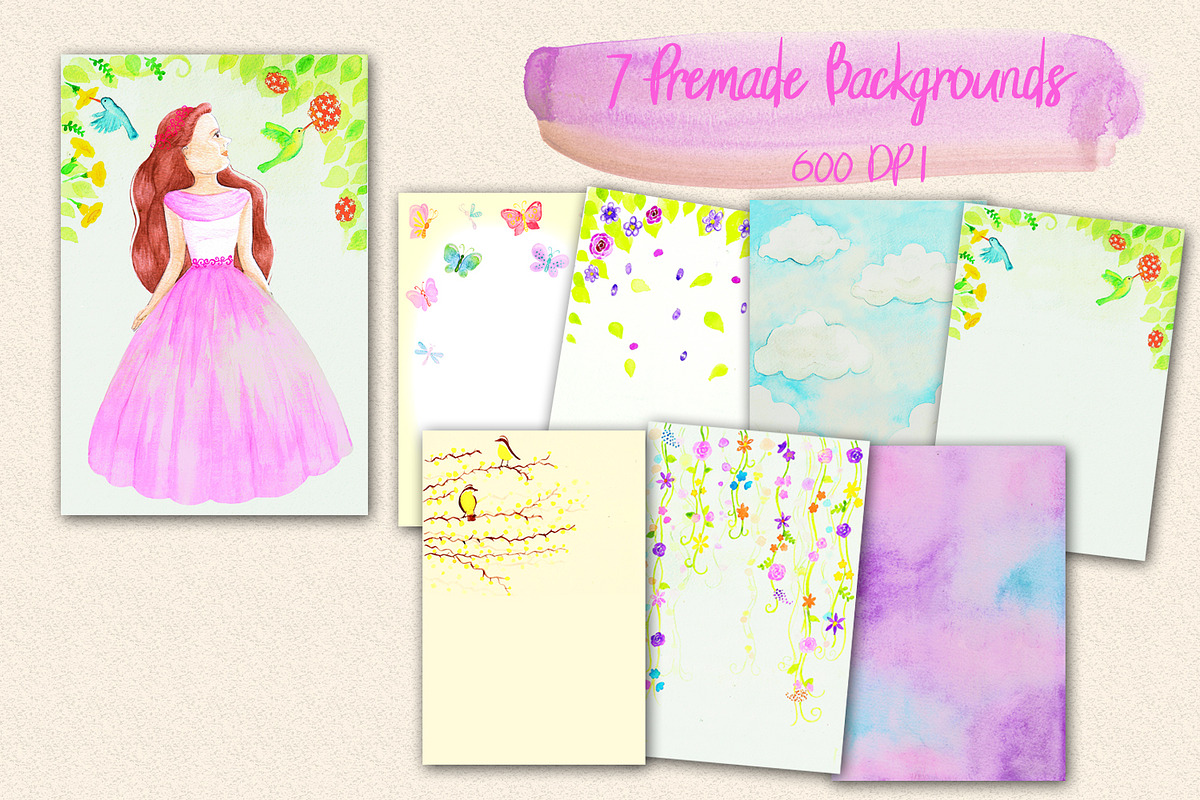 Lovely Princess watercolor clipart, an Illustration by Studio Debelle (Photo 3 of 5)