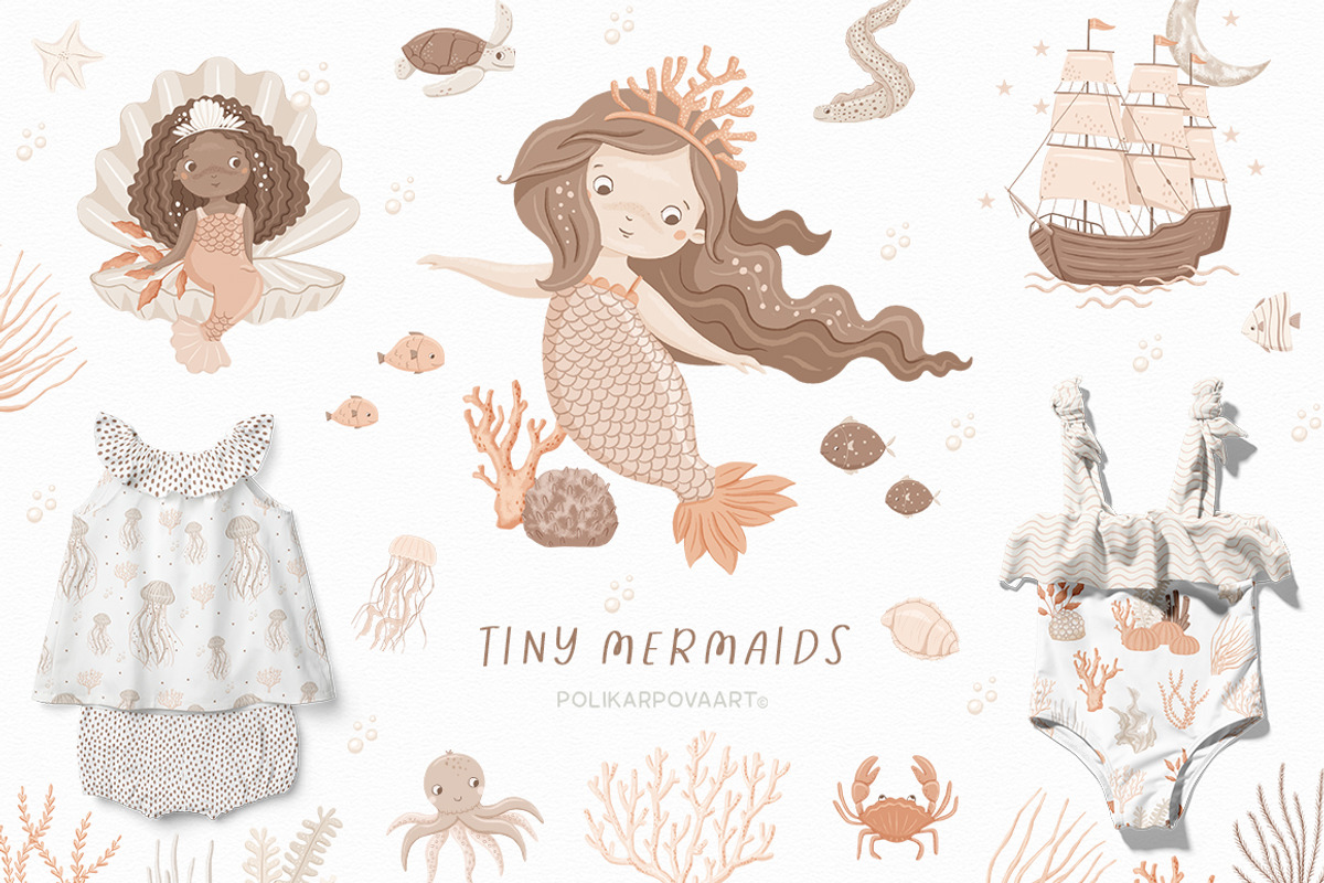 Tiny mermaids - baby collection, an Animal Illustration by polikarpovaart (Photo 1 of 11)
