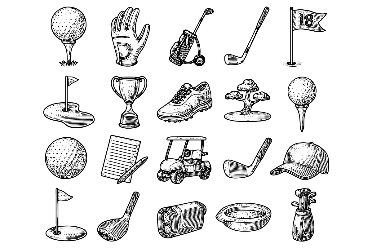 Golf Equipment Set, an Object Graphic by nikagraphic