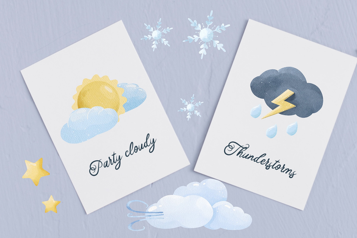 Watercolor Weather Clipart, an Education Illustration by ArtGiftsStudio (Photo 3 of 4)