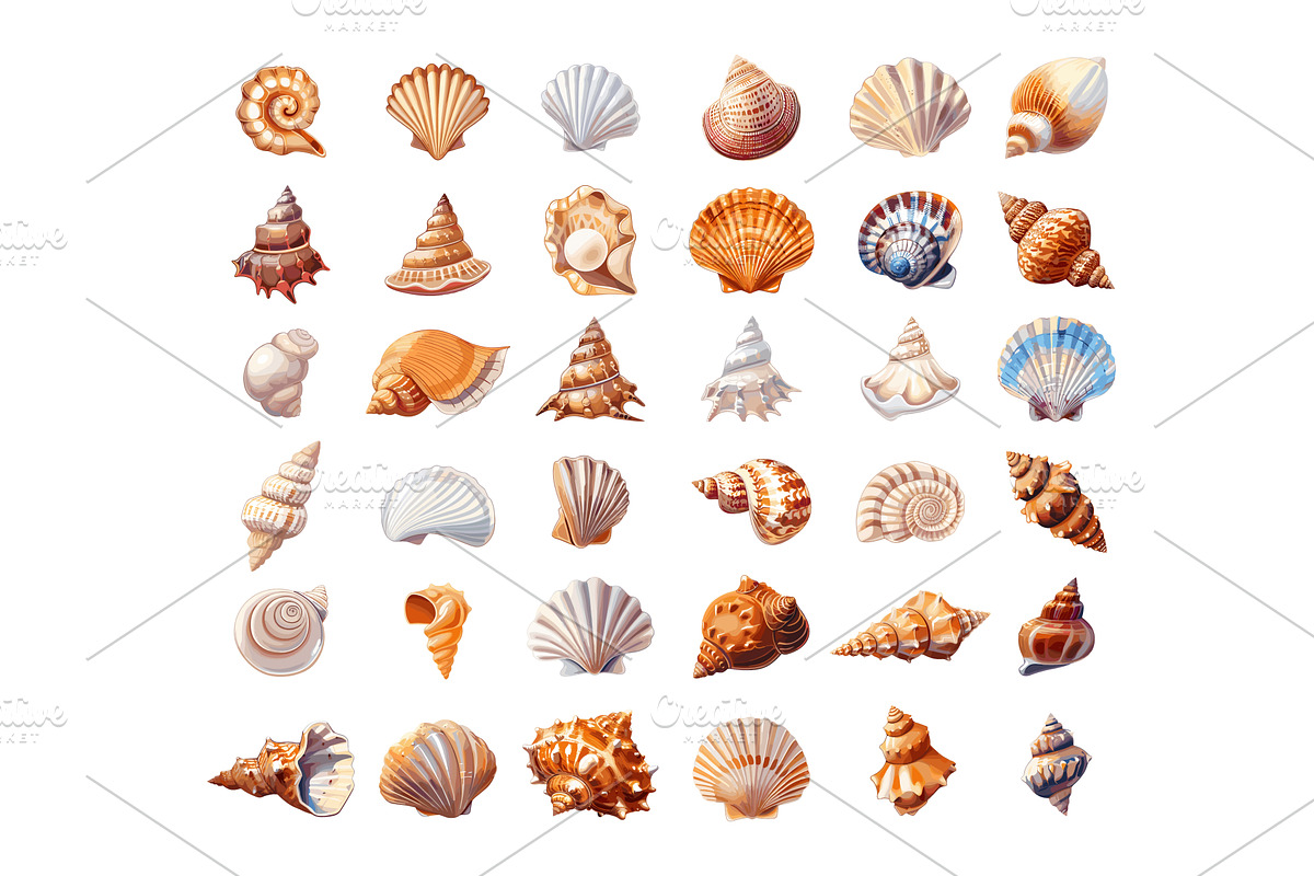 Sea shells cartoon vector set. Snail, an Animal Illustration by Stock-Smart-Start