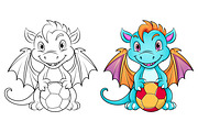 Cartoon dragon holding a soccer ball, an Animal Illustration by Ghagra (Thumbnail 1 of 3)