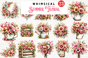 Whimsical Cottage Summer Floral, a Transportation Illustration by Watercolor design