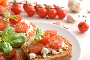 Feta Toast with Tomatoes and Fresh Basil, a Food & Drink Photo by Davizro's Market