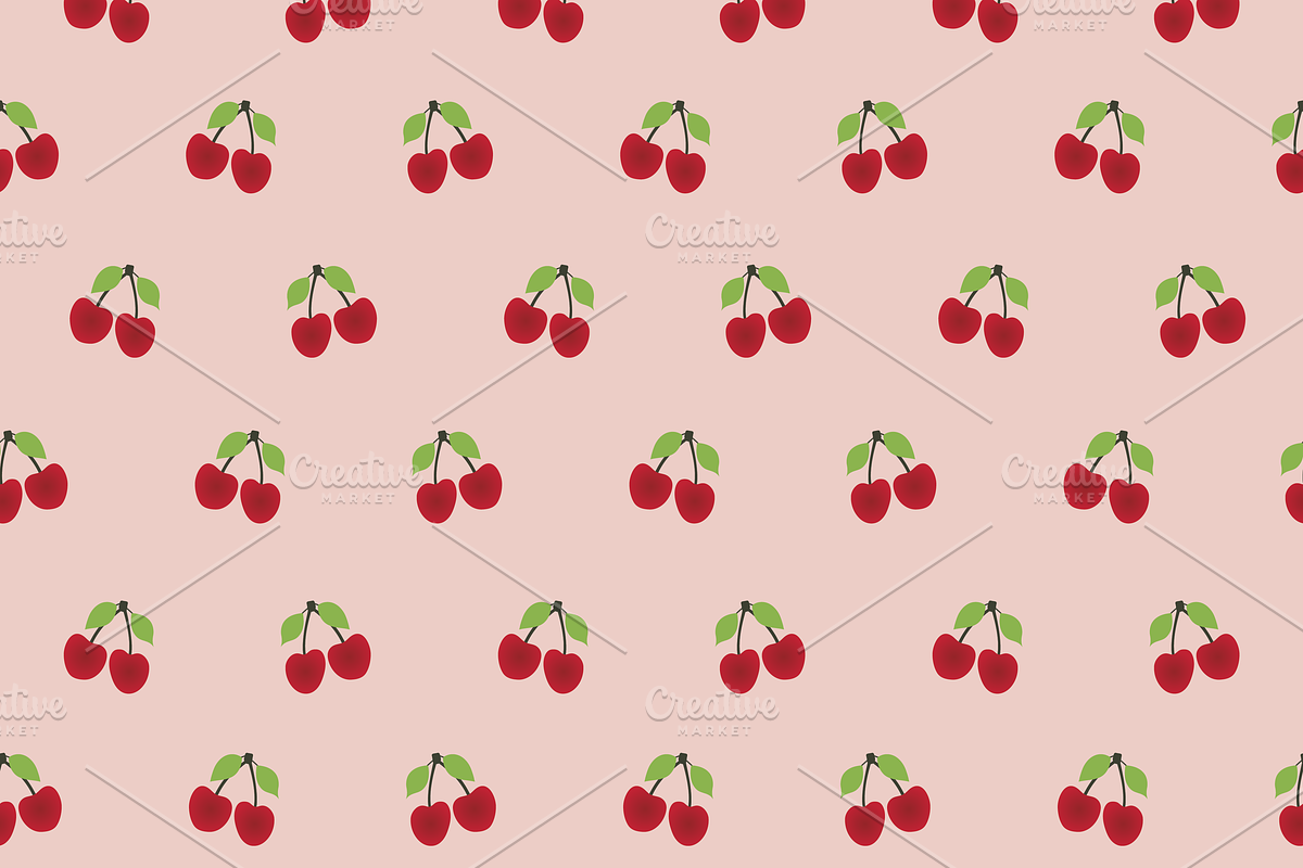 Cherries & Daisies Set of 7 Seamless, a Pattern Graphic by Amy Lynn Grover (Photo 8 of 10)