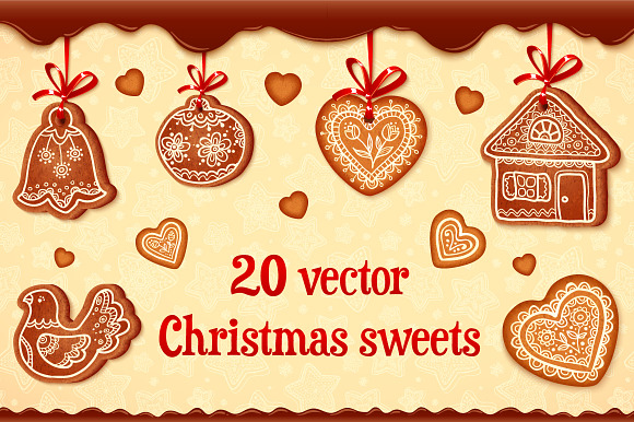 20 vector Christmas gingrebreads preview 5