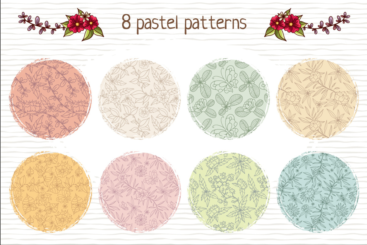 Set of floral patterns preview 3