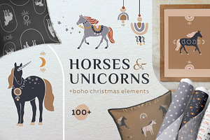 Boho Christmas horses and unicorns