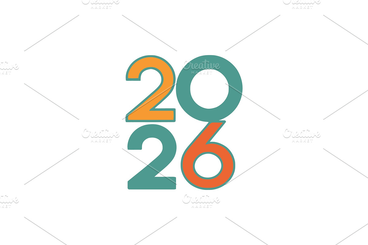 2026 Number Typography Vector Set, a Work Illustration by Vectorium Studio (Photo 12 of 20)
